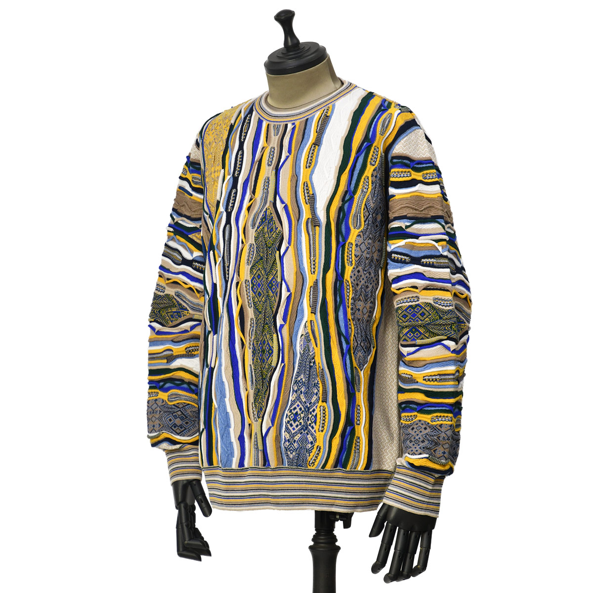 【最大5,000円オフクーポン】【FINAL SALE】MONTECHIARO【モンテキアーロ】クルーネック3Dニット 29120310M 320 コットン アクリル ホワイト マルチ
