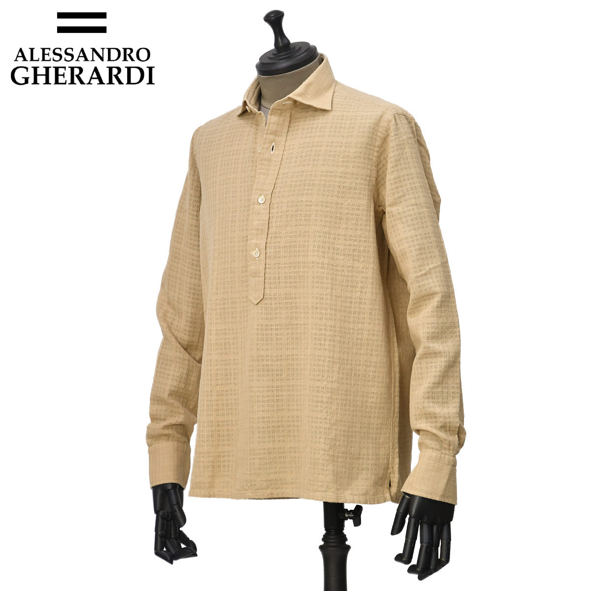【SALE】ALESSANDRO GHERARDI【アレッサンドロ・ゲラルディ】プルオーバーシャツ POLOT 7474 920 ジーロイングリーゼ シュガーブラウン