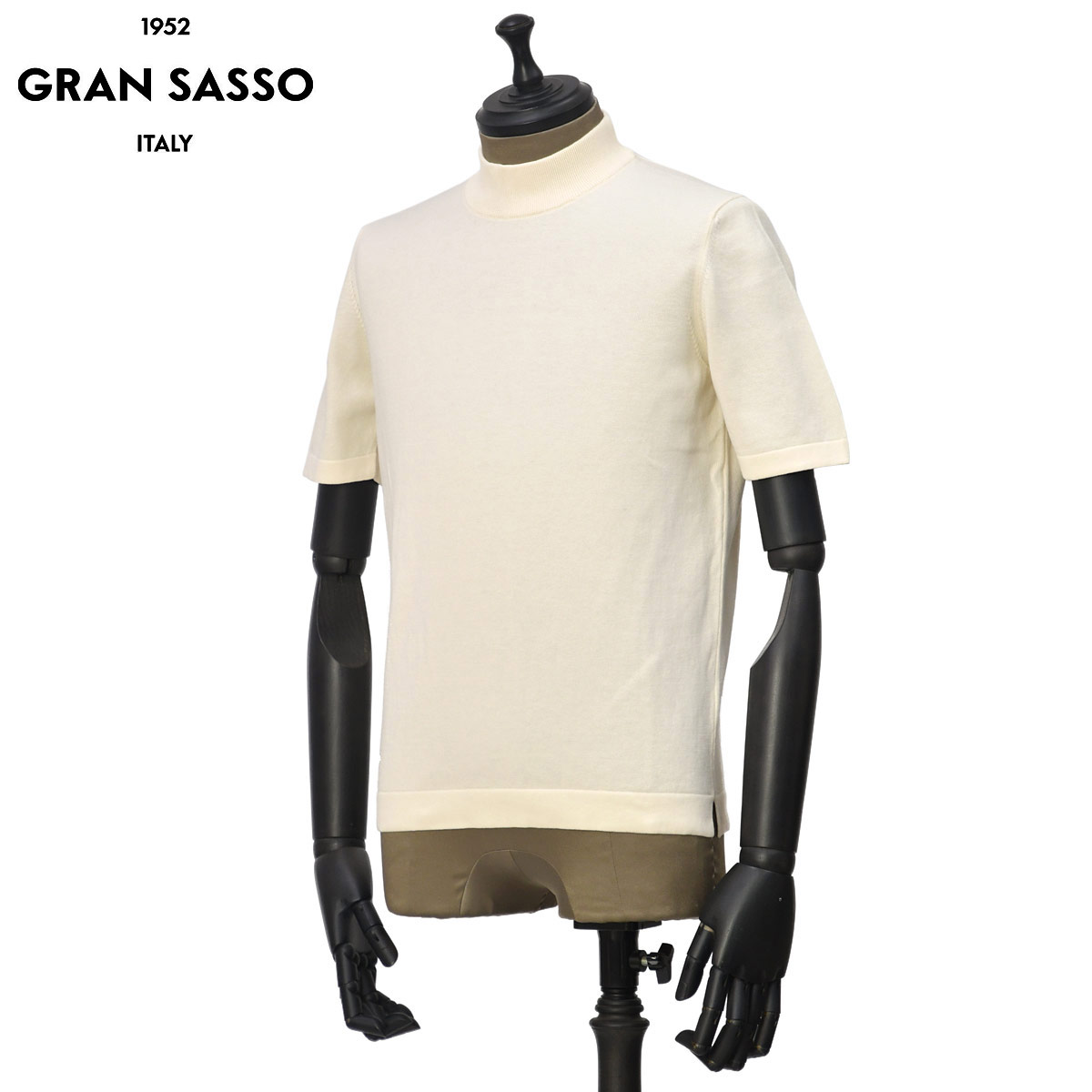【最大5,000円オフクーポン】GRAN SASSO【グランサッソ】モックネックニット 58109 18120 007 ソフトコットン 12G オフホワイト 21,087円