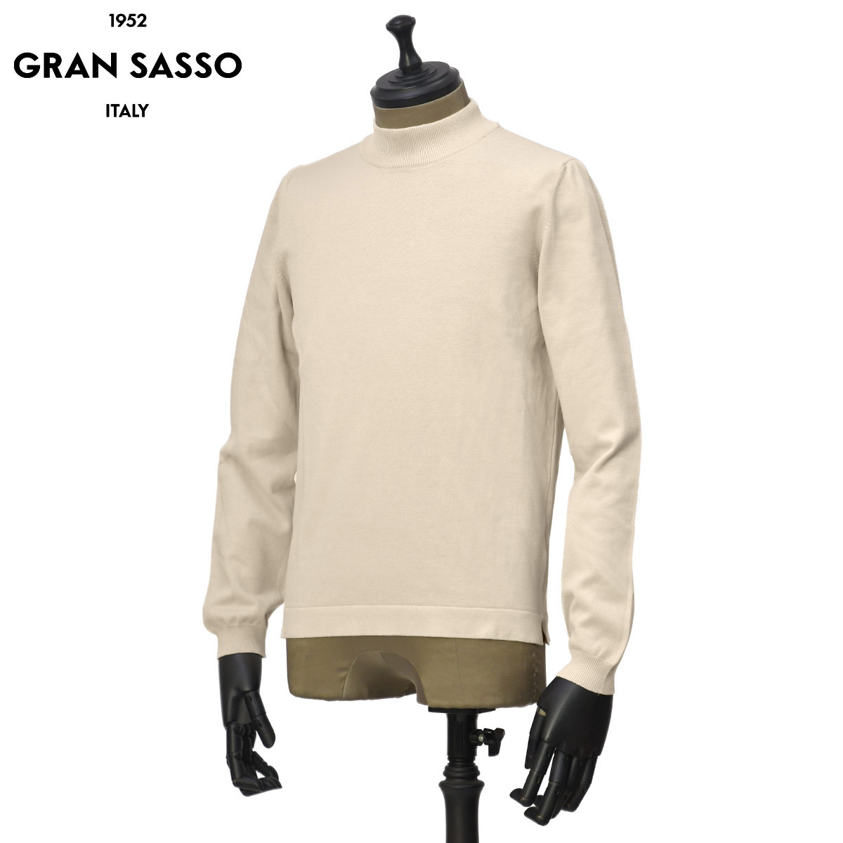【最大3,000円オフクーポン】GRAN SASSO【グランサッソ】モックネックニット 58108 18120 012 ソフトコットン 12G オイスター｜CINQUE un ALTRO 23,760円