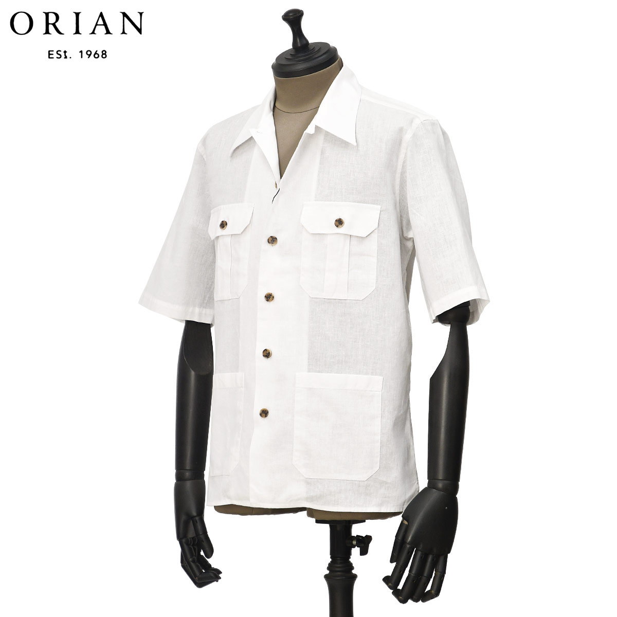 【最大3,000円オフクーポン】ORIAN【オリアン】別注半袖サファリシャツジャケットMJARMY CC 02U489 10 リネン コットン ホワイト|CINQUE un ALTRO