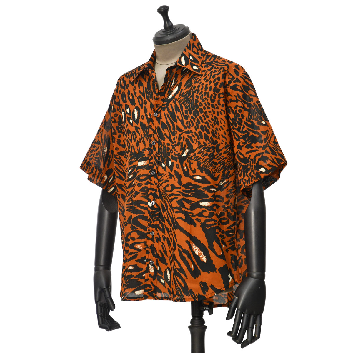 WAXMAN BROTHERS【ワックスマンブラザーズ】プリントシャツ SHORT SLEEVES 1500 100 コットン レオパード オレンジ