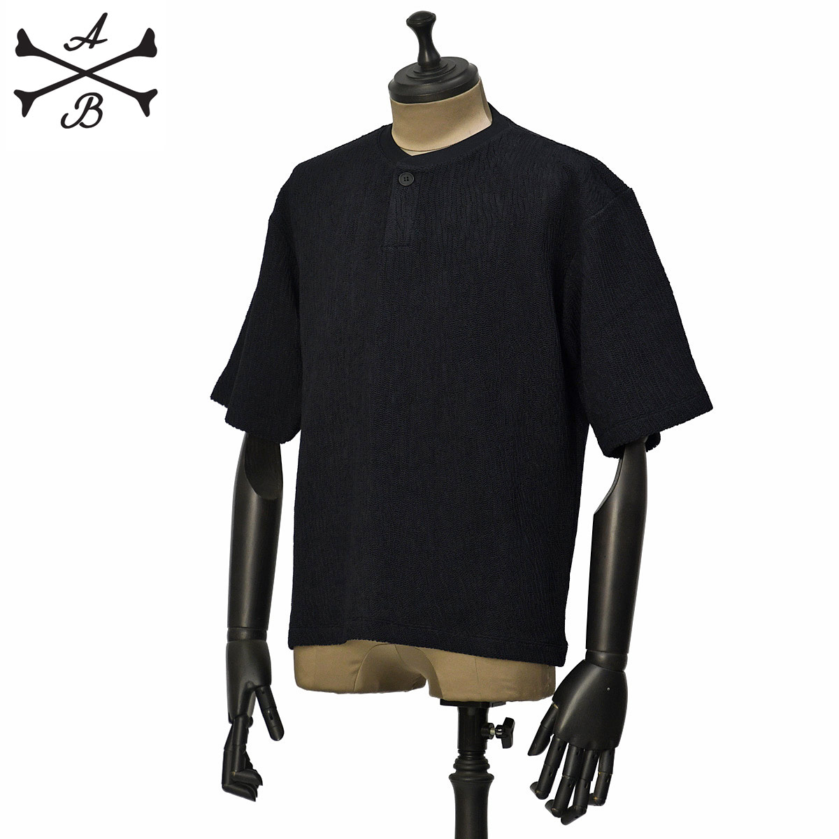 【最大5,000円オフクーポン】ALBERTO BRESCI【アルベルト ブレーシ】ヘンリーネックTシャツ IBIZA ABTS07 BLACK ポリアミド ブラック