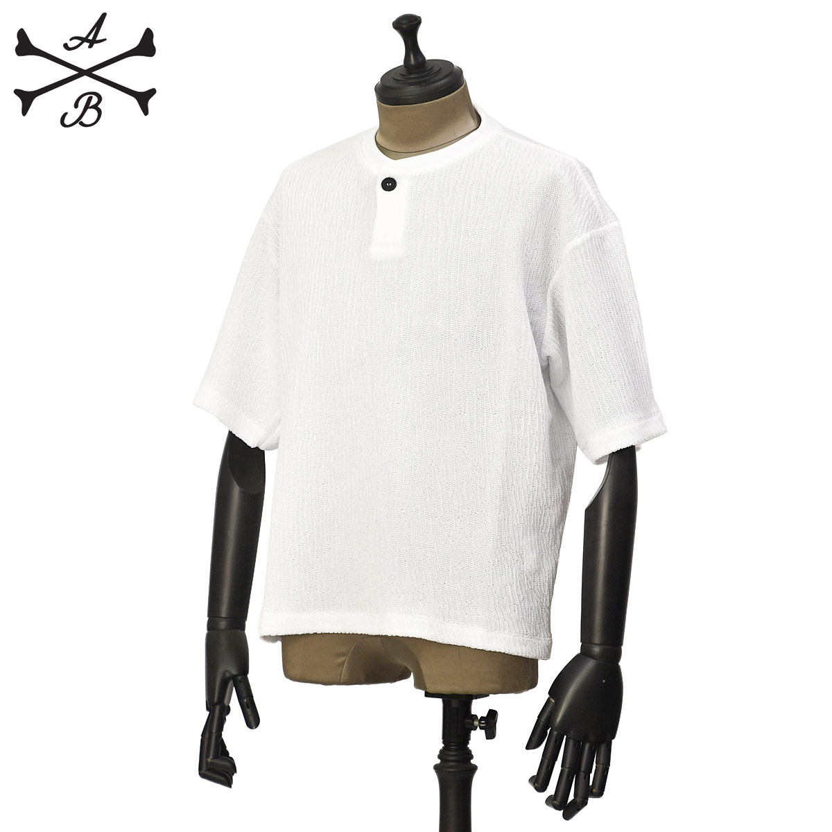 【最大5,000円オフクーポン】ALBERTO BRESCI【アルベルト ブレーシ】ヘンリーネックTシャツ IBIZA ABTS07 WHITE ポリアミド ホワイト