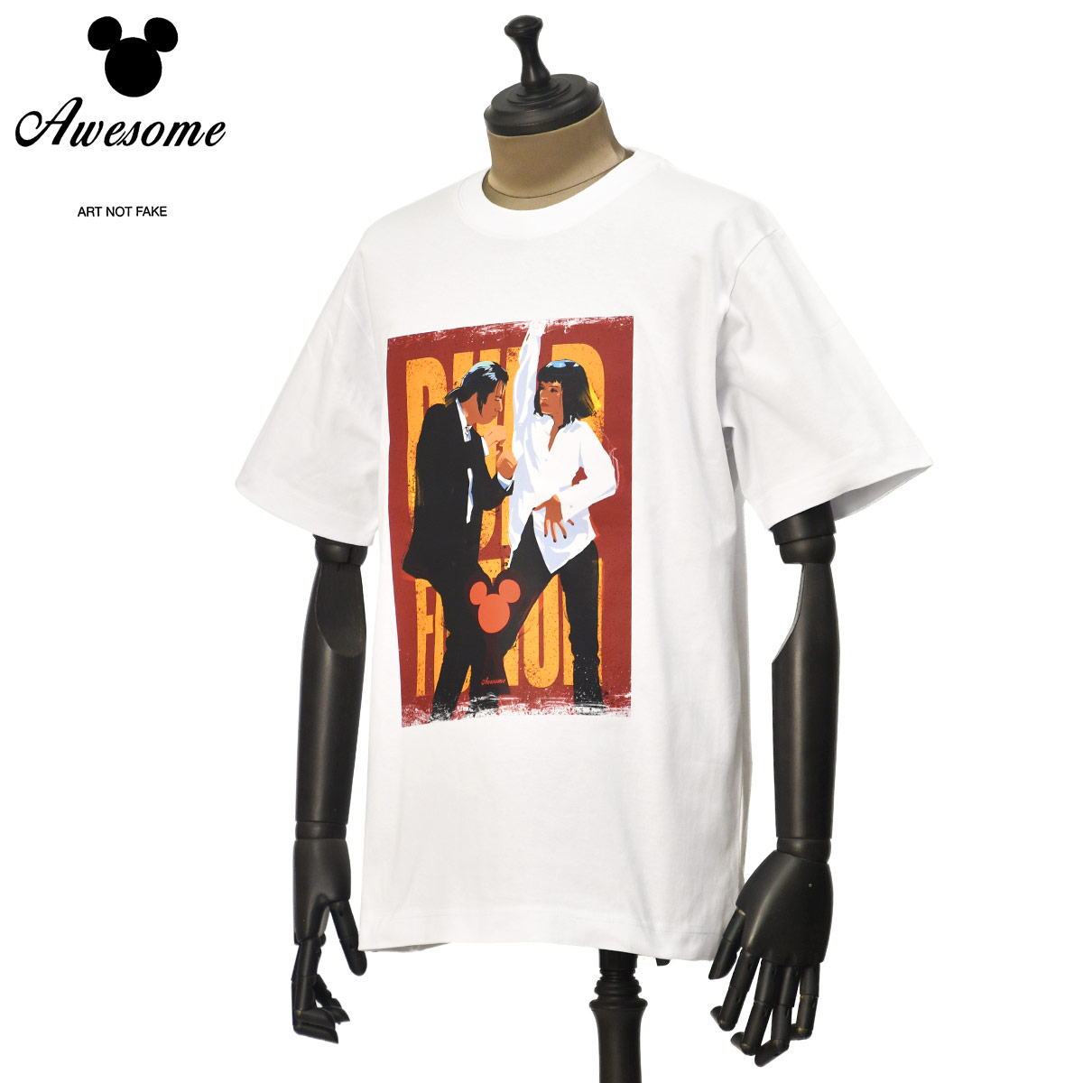 【4/14(火)20：00～ 最大5,000円オフクーポン】AWESOME【オーサム】リラックスシルエットプリントTシャツ MIAMI 005 WHITE コットン パルプフィクション ホワイト