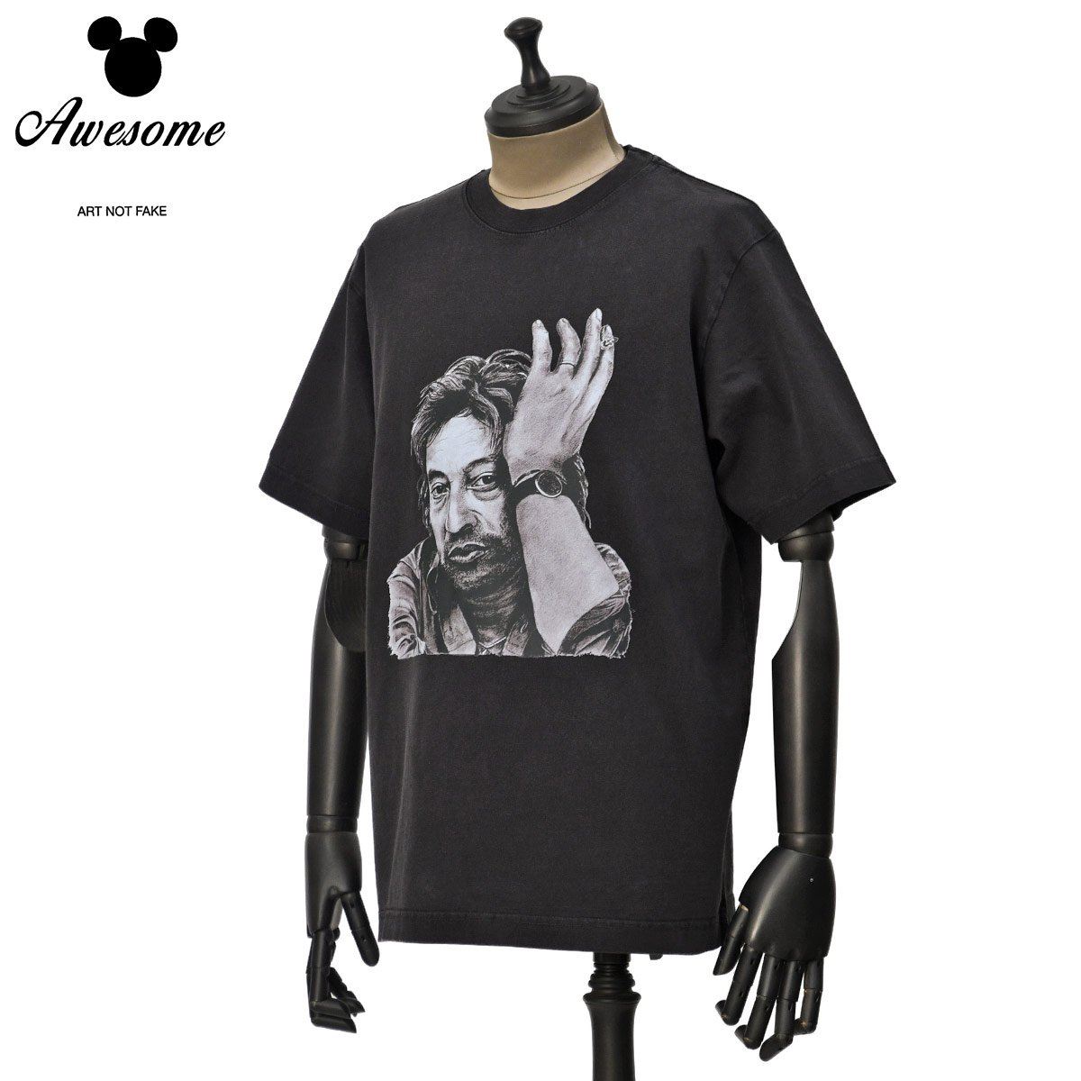 【最大5,000円オフクーポン】AWESOME【オーサム】リラックスシルエットプリントTシャツ MIAMI OLD 007 DYED BLACK コットン ゲンズブール アッシュブラック