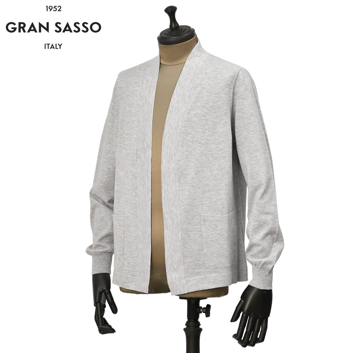 【4/14(火)20：00～ 最大5,000円オフクーポン】GRAN SASSO【グランサッソ】ボタンレスカーディガン 57185 20649 052 フレッシュコットン 12G メランジグレー