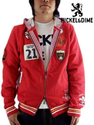 【SALE】ニッケル＆ダイム ジュビーノ コン カプチョ C ジップ フェルパ レッド NICKEL&DIME GUIBBINO CON CAPPUCCIO C ZIP FELPA Red