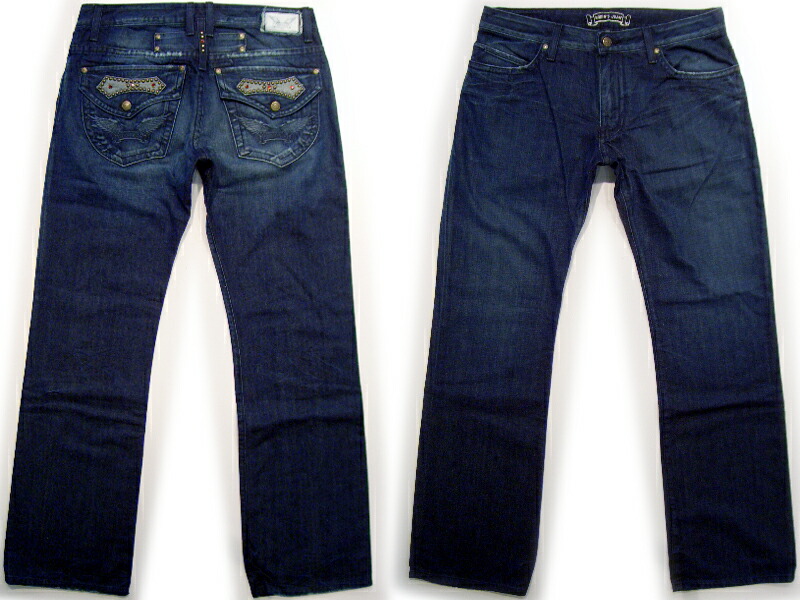 楽天市場】ロビンズジーン D5075 レザーフラップ【ダークウォッシュ