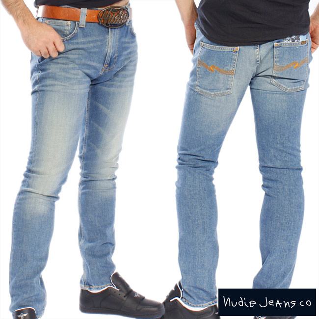 ヌーディージーンズ テープテッド ストライキーグリーンインディゴ Nudie Jeans Tape Ted Strikey Green Indigo