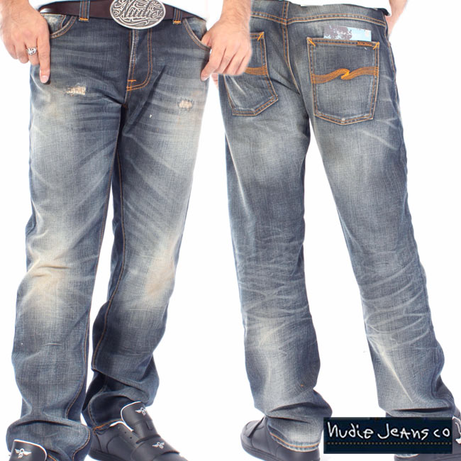 new Nudie Mens Regular Straight Fit Jeans Hank Rey Organic Contrast