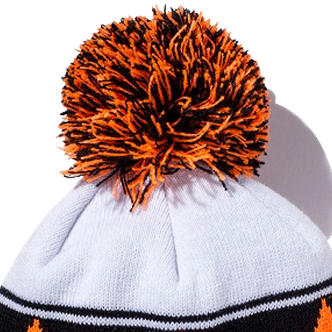 ニューエラ ニット帽 Black Cap Era FLオレンジ Kids Knit Line New Orange Pom-Pon Star  White キッズニットキャップ スターライン ブラック ホワイト ポンポンニット 蛍光オレンジ 品多く キッズニットキャップ