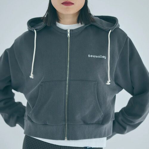 SEA(シー) SEAVALLEY FADED SWEAT ZIP HOODIE Seavalley フェードスウェット ジップフーディ CHARCOAL 濃灰色 110706425