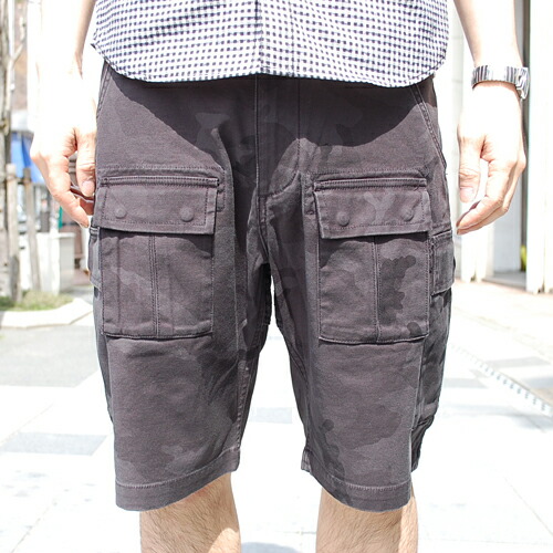 narifuri ナリフリ NF1060 ストレッチカモフラージュカーゴショートパンツ BLACK CAMO 黒いこと家鴨