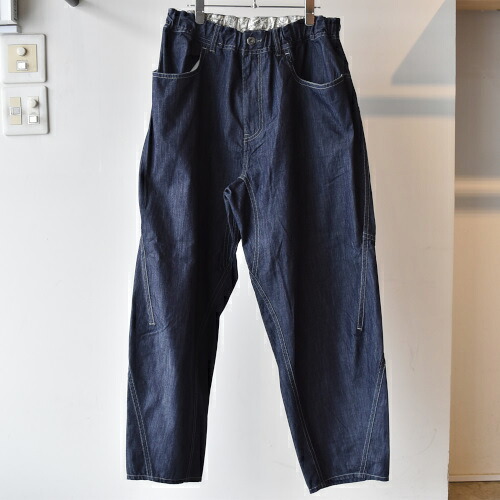 and wander アンドワンダー dry easy denim wide pant (5746182099) / navy|circle AOMORI