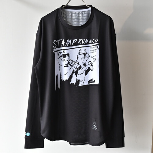 STAMP RUN&CO スタンプ STAMP LONG SLEEVE TEE (TWO CATS -BLACK-)画像