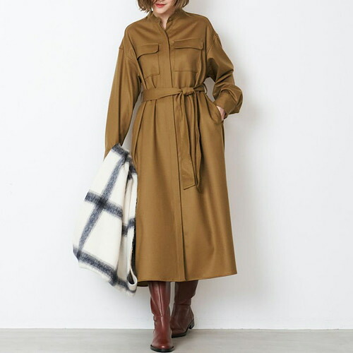 MICA\u0026DEAL (マイカアンドディール) バンドカラーシャツワンピース CAMEL 駱駝 0124404272 レディースファッション-シャツワンピース
