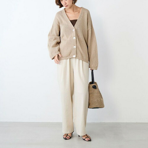 MICA&DEAL (マイカアンドディール）Vネックルーズニットカーディガン BEIGE ベージュ 0126108040