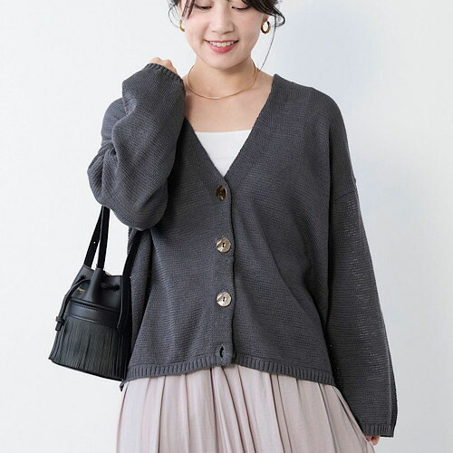 MICA&DEAL (マイカアンドディール）Vネックルーズニットカーディガン D/GRAY ダークグレー 0126108040