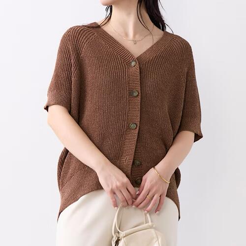 MICA&DEAL (マイカアンドディール）ペーパーヤーンニットカーディガン BROWN ブラウン 0126208113