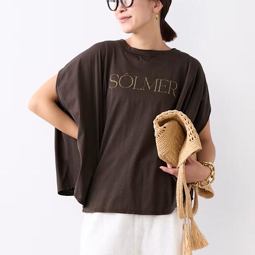 MICA&DEAL (マイカアンドディール）接触冷感-"SOLMER"ロゴフレアスリーブT-shirt BROWN ブラウン 0126209135｜circle AOMORI