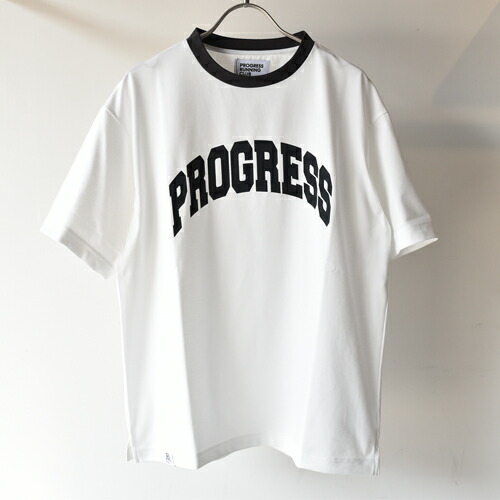 PROGRESS RUNNING CLUB (プログレスランニングクラブ) "PROGRESS" Water absorb & Quick Dry RINGER S/SLV Tee ホワイト&times;ブラック White/BLack｜circle AOMORI