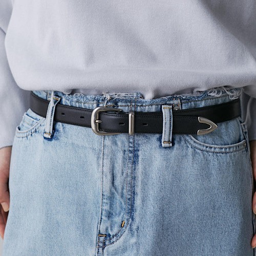 YLEVE(イレーヴ) /YLEVE / LEATHER WESTERN BELT BLACK 黒いこと 1685277551