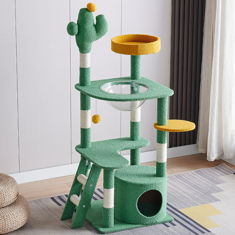 【P3倍】ベッド 爪研ぎ ペットベッド キャットタワー サボテン型 大型猫 多頭飼い 中型猫 猫おもや 猫グッズ 爪磨き 爪とぎ 麻縄 組立簡単 お手入れ用品 爪とぎ 爪研ぎ つめみがき 爪みがき ベッド かわいい 猫用