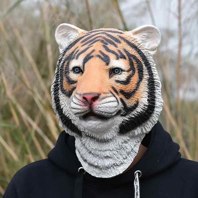 タイガーマスク 動物 ラテックス マスク ハロウィン ホラーパーティー COS おかしい タイガー 年次総会 パフォーマンス タイガーヘッド ギア画像