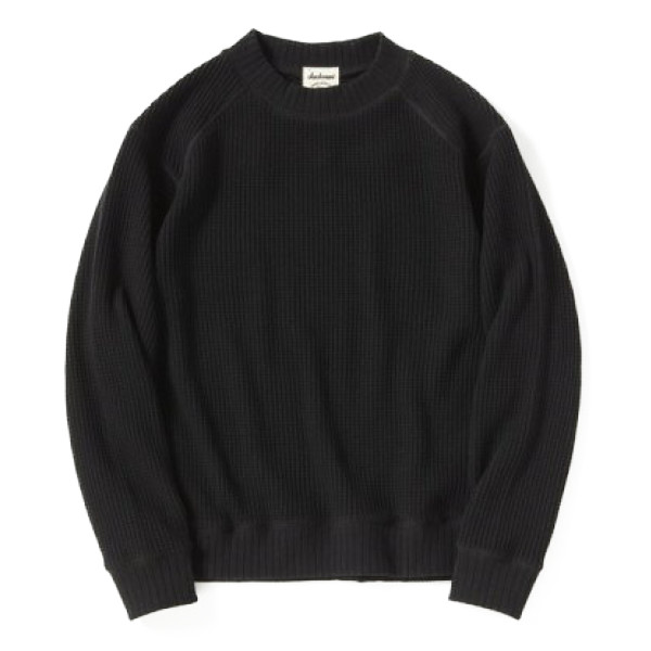 Jackman [Waffle Midneck][JM7200][07][black] ジャックマン ワッフルミッドネック 長袖 Tシャツ サーマル ブラック