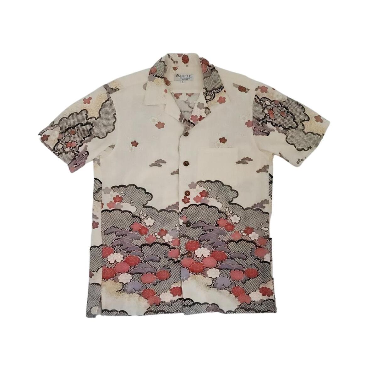 アロハシャツ 着物リメイク 着物シャツ 着物 着物アロハシャツ 和服 和柄 ドレスシャツ シャツ 半袖 男女兼用 シルク 正絹 国産 プレゼント 贈り物 一点もの お洒落 サスティナブル|CIRCULAR-ONES