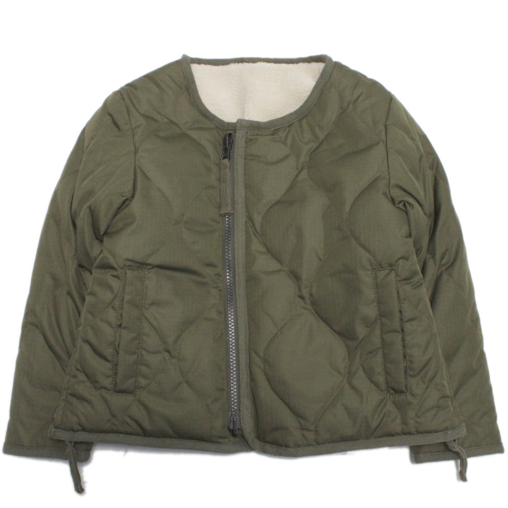 【TAION タイオン ダウン インナーダウン キッズ 子供服 プレゼント】 ミリタリー クルーネック ダウンジャケット ダークオリーブ×クリーム(DOC)