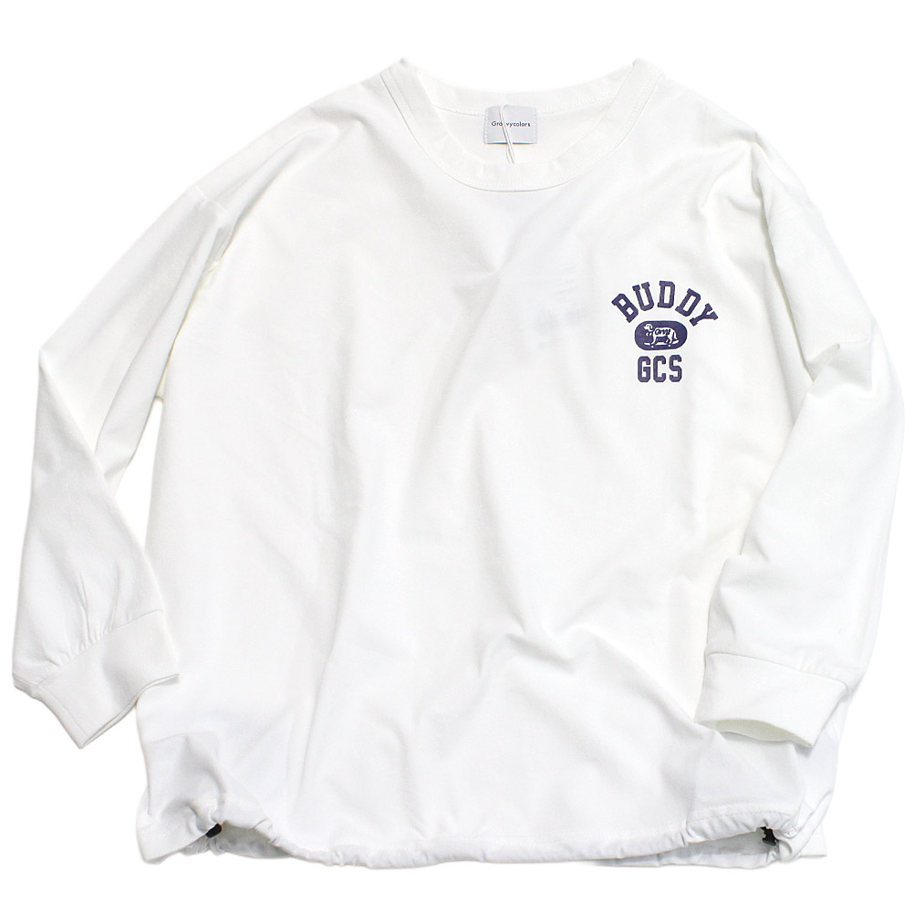 【グルーヴィーカラーズ groovy colors お坊っちゃん 赤ちゃん服】  PTTテンジク DRAWSTRING L/S TEE 1W白