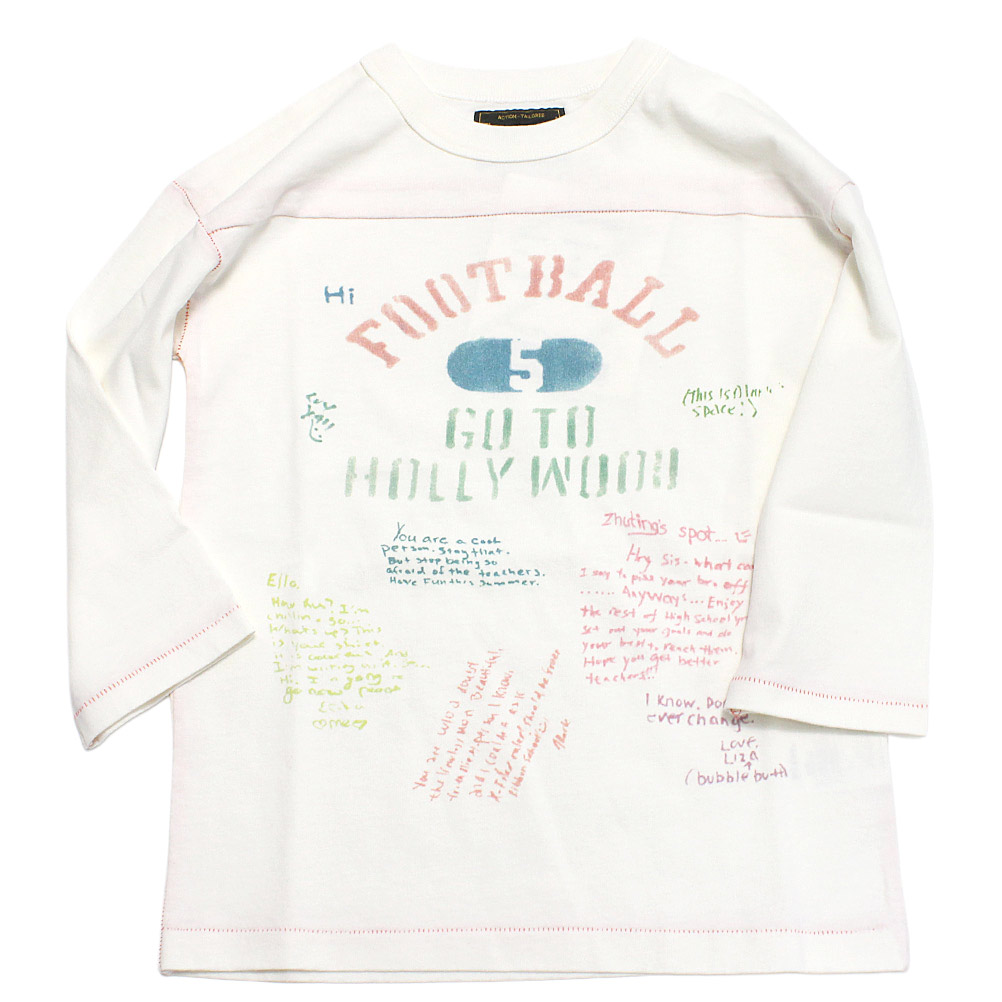 【赤ちゃん服 親子 ゴートゥーハリウッド GO TO HOLLYWOOD 】  テンジク ラクガキ 蹴球 TEE(7分袖) 1W白
