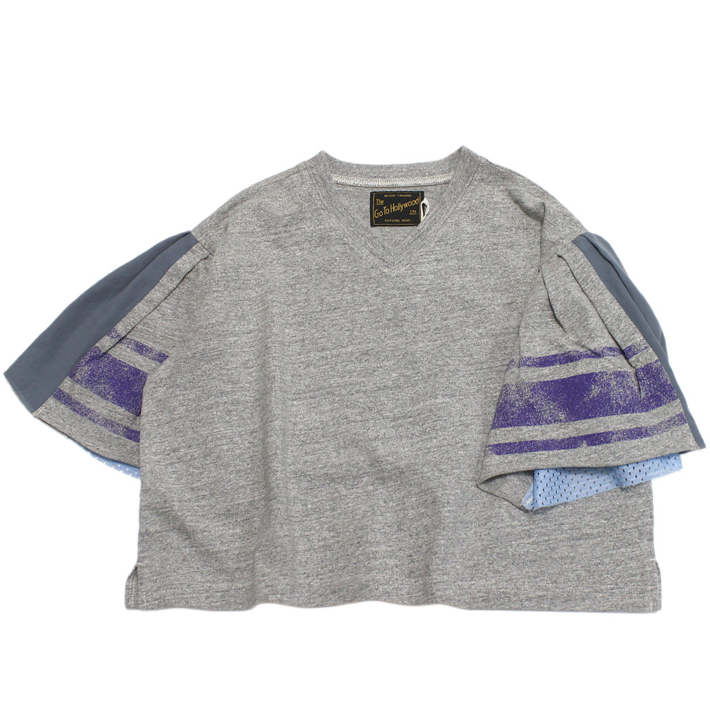 【子供服 親子 ゴートゥーハリウッド GO TO HOLLYWOOD 】  テンジク フリフリ フットボール TEE 3GRグレー