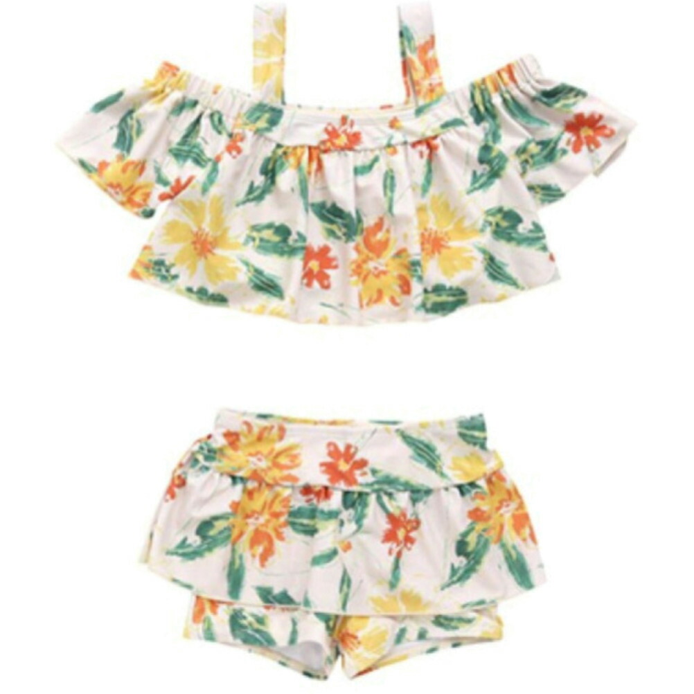 最大43 Offクーポン オーシャンアンドグラウンド 子供服 ベビー キッズ ジュニア Oceanground Girl S 水着 オフショルダーセットアップ イエロー Ye