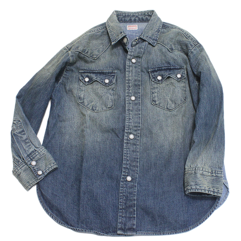【ジーンズ＆ダンガリー DENIM DUNGAREE デニムダンガリー DD 赤ちゃん服 親子 】  8OZジーンズ ウエスタン プルオーバー 14BL青色