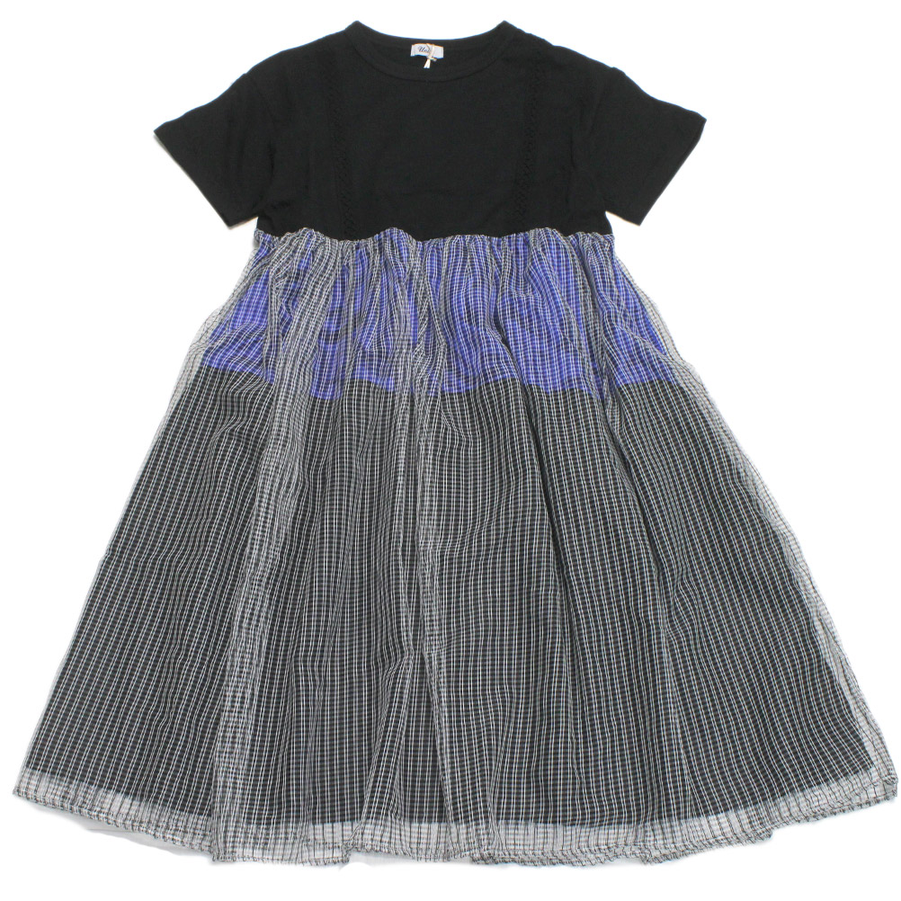 【ユニカ お子さん服 UNICA お姉さん ガールズ レディース】   色彩設計ティアードワンピース 黒いこと×象牙色(44) ワンピース-キッズ・ベビー・マタニティ