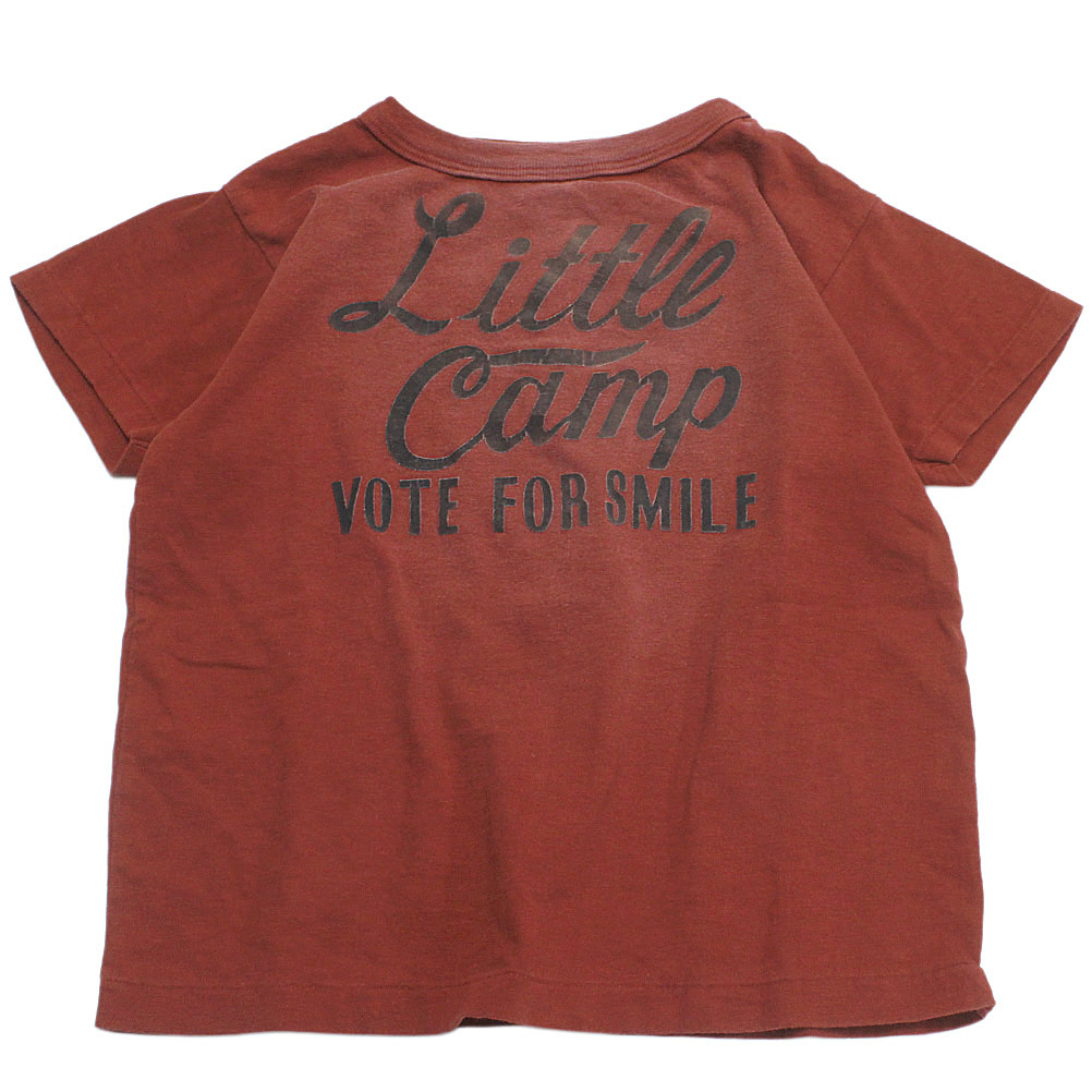 【デニム＆ダンガリー DENIM DUNGAREE デニムダンガリー DD 子供服 親子 】 ビンテージテンジク LITTLE CAMP TEE 55DR濃赤