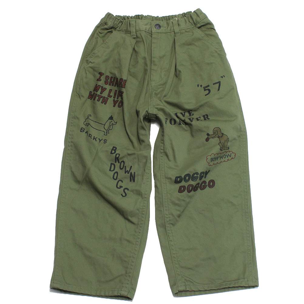 【デニム&ダンガリー DENIM DUNGAREE デニムダンガリー DD 子供服 親子 】 ヴィンテージフレンチドリル DOGS PN 9KHカーキ