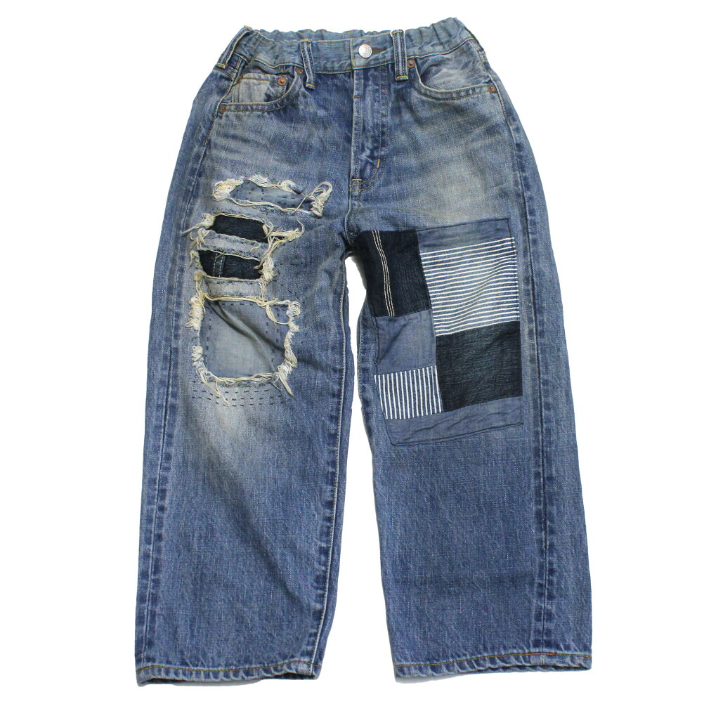 【デニム＆ダンガリー DENIM DUNGAREE デニムダンガリー DD 子供服 親子 】 12ozHOME MADEデニム リメイク LPN 44LBL淡青