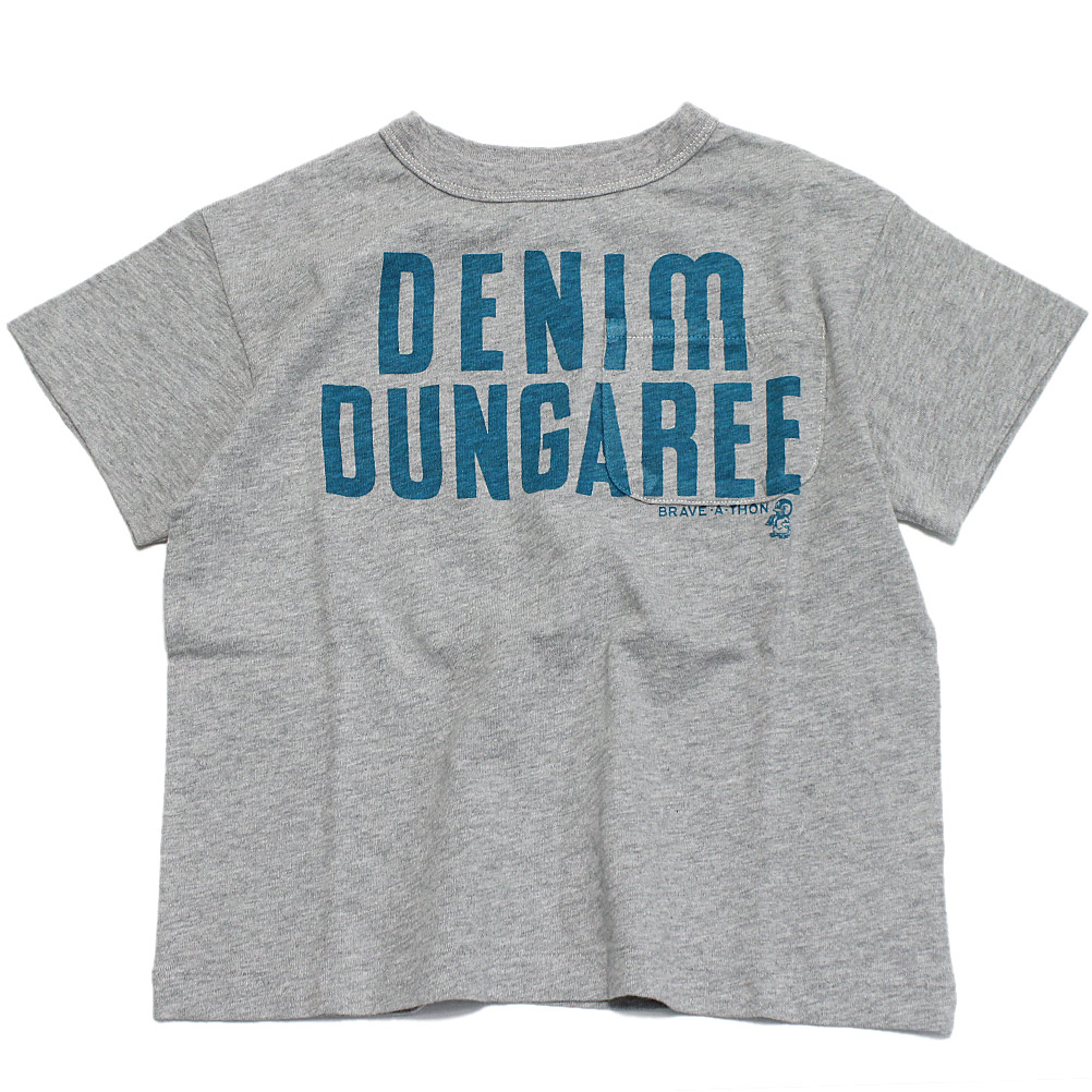 【ジーンズ＆ダンガリー DENIM DUNGAREE デニムダンガリー DD 小わっぱ服 親子 】  テンジクDENIM DUNGAREE TEE 3GR薄墨色 トップス-キッズファッション