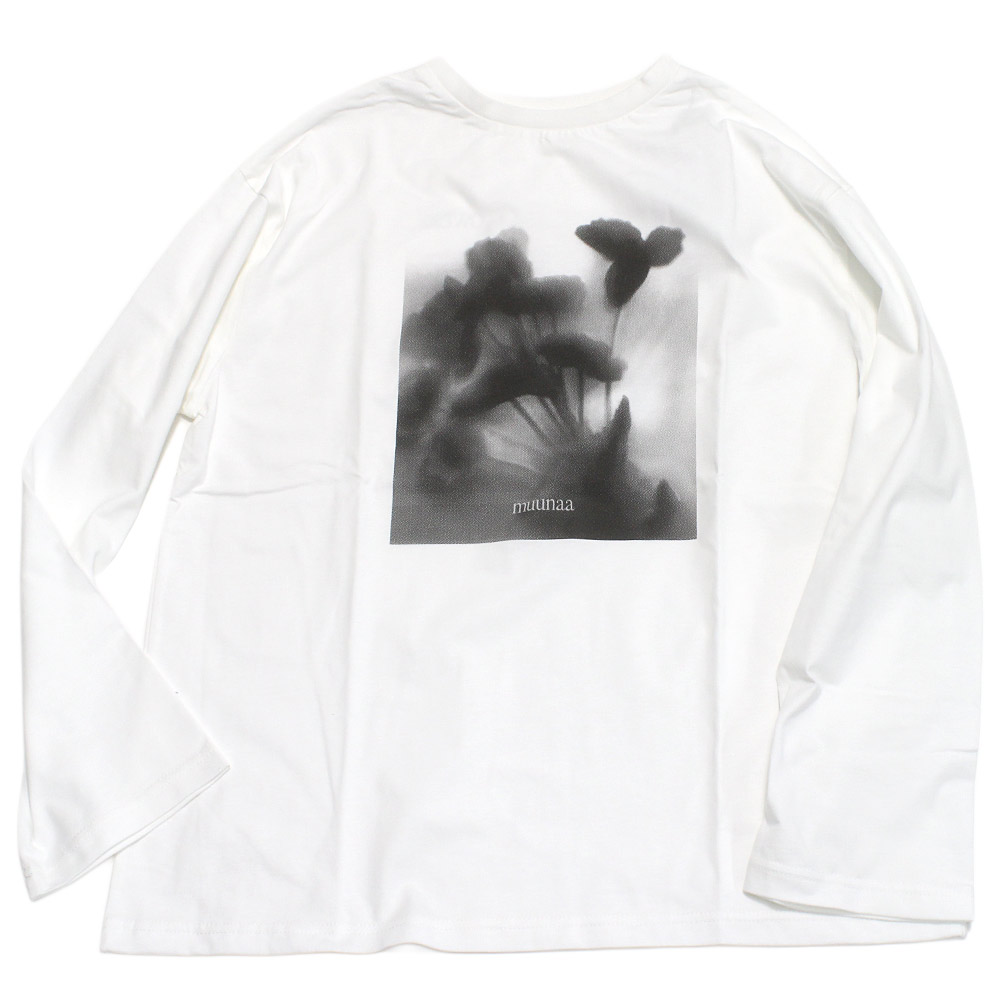 【むうな MUUNAA レディース ウィメンズ 大人】 フォトフラワーPT長袖Tシャツ シロ(1)
