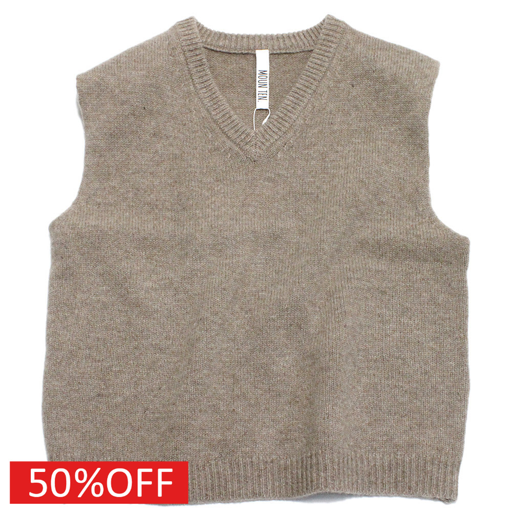 【子供服 MOUN TEN. マウンテン ジュニア MOUNTEN】 セール 【50%OFF】 merino oversized ベスト ラテ｜子供服サーカス