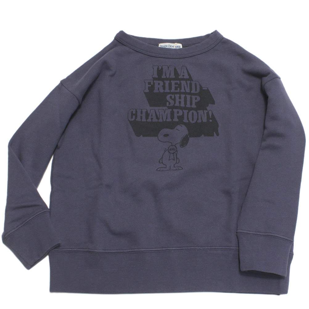 【DD×スヌーピー DENIM DUNGAREE×スヌーピーコラボ PEANUTS 子供服】 ウラケ SNOOPY HERO スウェット 4NV紺