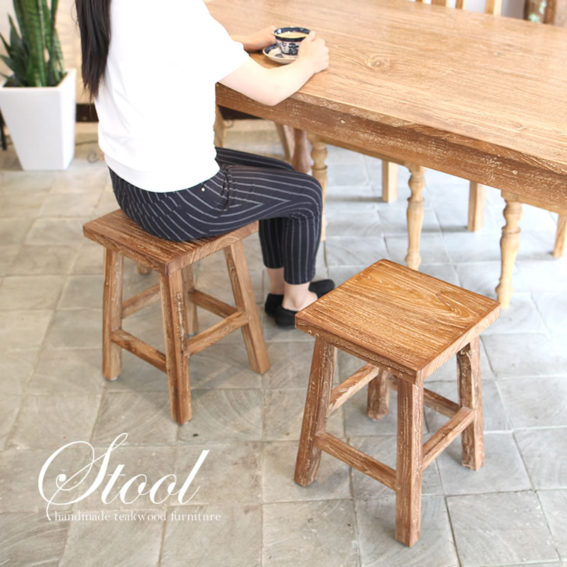 楽天市場】☆オールドチークを使用したラウンドスツール F02