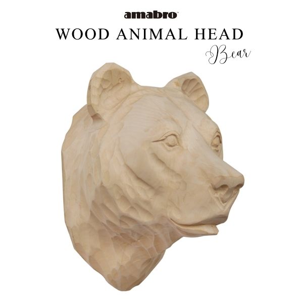 あす楽 送料無料 WOOD ANIMAL HEAD ウッドアニマルヘッド Bear クマ 0966 ウッドオブジェ ウォールデコレーション 壁掛け装飾 amabro アマブロ画像