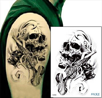 楽天市場 タトゥーシール 髑髏 銃 防水防汗で長持ち 日本未発売デザイン タトゥーシール 大きい サイズ メール便配送 トライバルタトゥー 海 水着 タトゥシール タトゥー シール Tatoo 入れ墨 ボディシール ボディーシール タトゥ 刺青 アクセサリー 防水