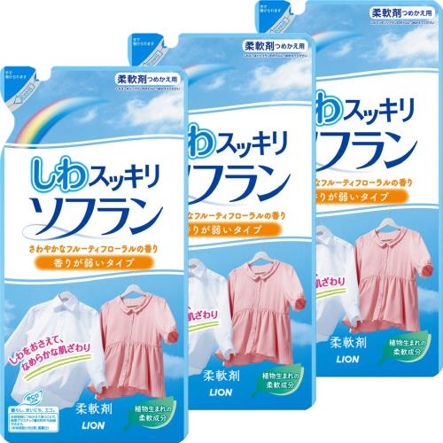 まとめ買いしわスッキリソフラン 香りが弱いタイプ 柔軟剤 詰め替え 500ml×3個セット