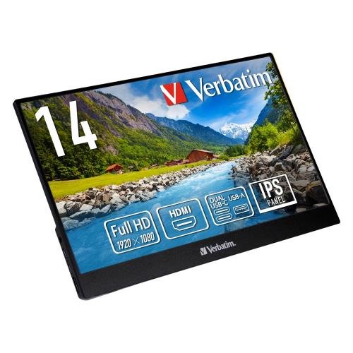 Verbatim バーベイタム 移動性管する 14in 盛りだくさん固定ディスク 1080P (取り組み機/パソコン相応う/HDMI/Type-C/金棒引き付/製造業者2年引き受ける)